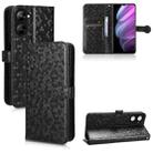 For Realme V30 / V30T 5G Honeycomb Dot Texture Leather Phone Case(Black) - 1