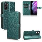 For Realme V30 / V30T 5G Honeycomb Dot Texture Leather Phone Case(Green) - 1