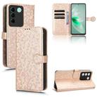 For vivo V27e / S16e Honeycomb Dot Texture Leather Phone Case(Gold) - 1