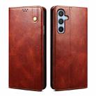 For Samsung Galaxy M54 Oil Wax Crazy Horse Texture Leather Phone Case(Brown) - 1