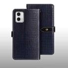 For Motorola Moto G73 idewei Crocodile Texture Leather Phone Case(Dark Blue) - 1