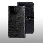 For Xiaomi Poco C55/Redmi 12C/Redmi 11A idewei Crocodile Texture Leather Phone Case(Black) - 1