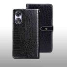 For OPPO A78 5G Global/A58x/A58 5G idewei Crocodile Texture Leather Phone Case(Black) - 1