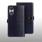 For OPPO A78 5G Global/A58x/A58 5G idewei Crocodile Texture Leather Phone Case(Dark Blue) - 1