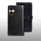 For Realme C55 4G idewei Crocodile Texture Leather Phone Case(Black) - 1