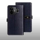 For Realme GT3 5G Global/GT Neo 5 5G idewei Crocodile Texture Leather Phone Case(Dark Blue) - 1
