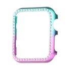 For Apple Watch Series 8&7 41mm Aluminum Alloy Diamond Watch Protective Case(Green Purple) - 1