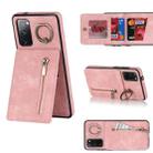 For Samsung Galaxy S20 Retro Ring and Zipper RFID Card Slot Phone Case(Pink) - 1