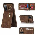 For Samsung Galaxy S20 Retro Ring and Zipper RFID Card Slot Phone Case(Brown) - 1