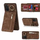For Samsung Galaxy S20+ Retro Ring and Zipper RFID Card Slot Phone Case(Brown) - 1