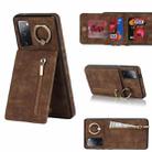 For Samsung Galaxy S20 FE Retro Ring and Zipper RFID Card Slot Phone Case(Brown) - 1