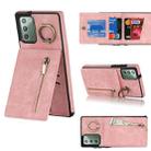 For Samsung Galaxy Note20 Retro Ring and Zipper RFID Card Slot Phone Case(Pink) - 1