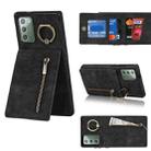 For Samsung Galaxy Note20 Retro Ring and Zipper RFID Card Slot Phone Case(Black) - 1