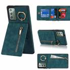 For Samsung Galaxy Note20 Retro Ring and Zipper RFID Card Slot Phone Case(Blue) - 1