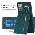 For Samsung Galaxy Note20 Retro Ring and Zipper RFID Card Slot Phone Case(Blue) - 3