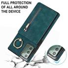For Samsung Galaxy Note20 Retro Ring and Zipper RFID Card Slot Phone Case(Blue) - 4