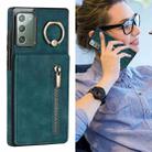 For Samsung Galaxy Note20 Retro Ring and Zipper RFID Card Slot Phone Case(Blue) - 7