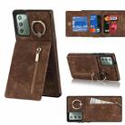For Samsung Galaxy Note20 Retro Ring and Zipper RFID Card Slot Phone Case(Brown) - 1