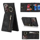 For Samsung Galaxy Note20 Ultra Retro Ring and Zipper RFID Card Slot Phone Case(Black) - 1