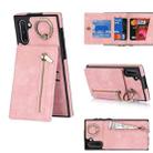 For Samsung Galaxy Note10 Retro Ring and Zipper RFID Card Slot Phone Case(Pink) - 1