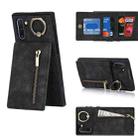 For Samsung Galaxy Note10 Retro Ring and Zipper RFID Card Slot Phone Case(Black) - 1