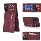 For Samsung Galaxy Note10 Retro Ring and Zipper RFID Card Slot Phone Case(Wine Red) - 1