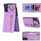 For Samsung Galaxy Note10 Retro Ring and Zipper RFID Card Slot Phone Case(Purple) - 1