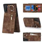 For Samsung Galaxy Note10 Retro Ring and Zipper RFID Card Slot Phone Case(Brown) - 1