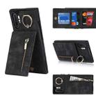 For Samsung Galaxy Note10+ Retro Ring and Zipper RFID Card Slot Phone Case(Black) - 1