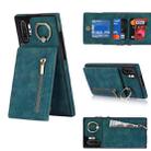 For Samsung Galaxy Note10+ Retro Ring and Zipper RFID Card Slot Phone Case(Blue) - 1