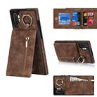 For Samsung Galaxy Note10+ Retro Ring and Zipper RFID Card Slot Phone Case(Brown) - 1