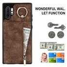 For Samsung Galaxy Note10+ Retro Ring and Zipper RFID Card Slot Phone Case(Brown) - 2