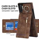 For Samsung Galaxy Note10+ Retro Ring and Zipper RFID Card Slot Phone Case(Brown) - 3