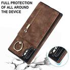 For Samsung Galaxy Note10+ Retro Ring and Zipper RFID Card Slot Phone Case(Brown) - 4