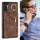 For Samsung Galaxy Note10+ Retro Ring and Zipper RFID Card Slot Phone Case(Brown) - 7