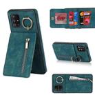 For Samsung Galaxy A51 5G Retro Ring and Zipper RFID Card Slot Phone Case(Blue) - 1