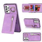 For Samsung Galaxy A52 5G Retro Ring and Zipper RFID Card Slot Phone Case(Purple) - 1