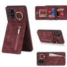 For Samsung Galaxy A71 5G Retro Ring and Zipper RFID Card Slot Phone Case(Wine Red) - 1