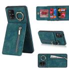 For Samsung Galaxy A71 5G Retro Ring and Zipper RFID Card Slot Phone Case(Blue) - 1