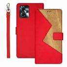 For Motorola Moto G23/G13 idewei Two-color Splicing Leather Phone Case(Red) - 1