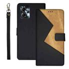 For Motorola Moto G23/G13 idewei Two-color Splicing Leather Phone Case(Black) - 1