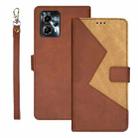 For Motorola Moto G23/G13 idewei Two-color Splicing Leather Phone Case(Brown) - 1