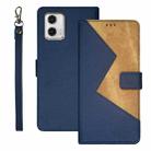 For Motorola Moto G73 idewei Two-color Splicing Leather Phone Case(Blue) - 1