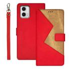 For Motorola Moto G73 idewei Two-color Splicing Leather Phone Case(Red) - 1