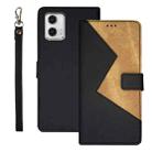 For Motorola Moto G73 idewei Two-color Splicing Leather Phone Case(Black) - 1