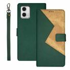 For Motorola Moto G73 idewei Two-color Splicing Leather Phone Case(Green) - 1