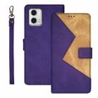 For Motorola Moto G73 idewei Two-color Splicing Leather Phone Case(Purple) - 1