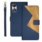 For OPPO A78 5G Global/A58x/A58 5G idewei Two-color Splicing Leather Phone Case(Blue) - 1