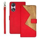 For OPPO A78 5G Global/A58x/A58 5G idewei Two-color Splicing Leather Phone Case(Red) - 1