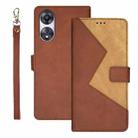 For OPPO A78 5G Global/A58x/A58 5G idewei Two-color Splicing Leather Phone Case(Brown) - 1